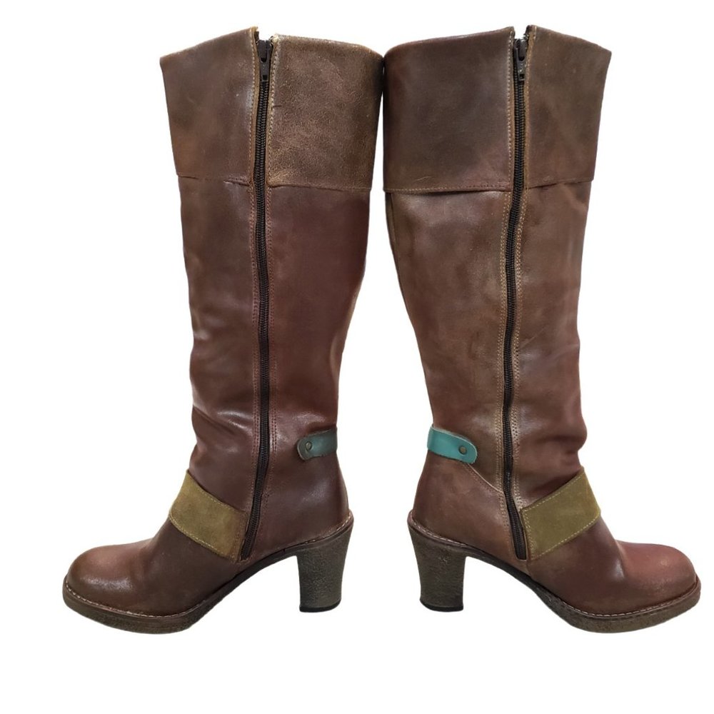 Bos & Co ‘Jan Faal’ Portugal Tall Heel Rustic Leather Brown Boots 41 - Picture 6 of 14